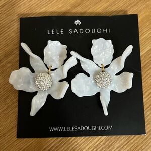 Mother of Pearl small lily crystal Lele Sadoughi earrings